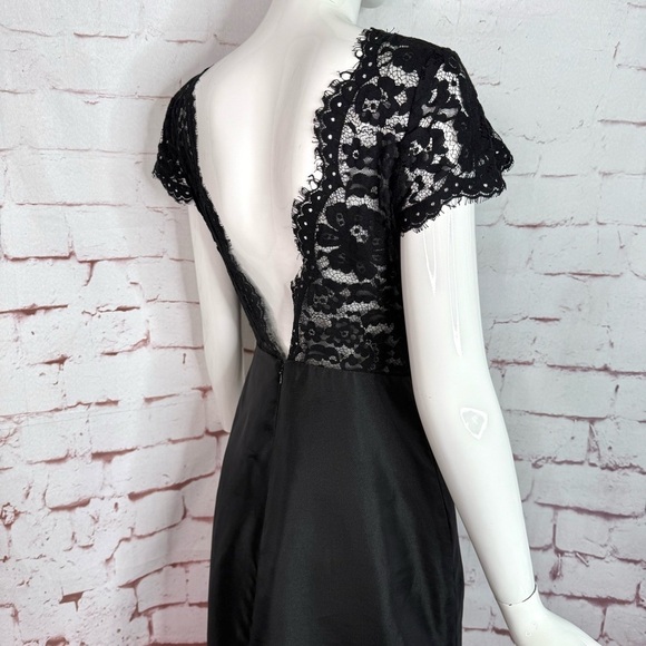 NOIR by Lazaro Black Chantilly Lace Silk Organza Formal Evening Gown Size 12 - Picture 2 of 16